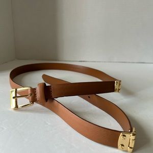 Lauren Ralph Lauren soft leather belt sz XL tan gold hinges & buckle
